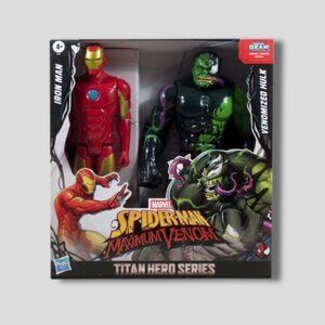 NIB Hasbro Marvel Titan Hero 12" Spider-Man Max Venom Iron Man Vs Venomized Hulk